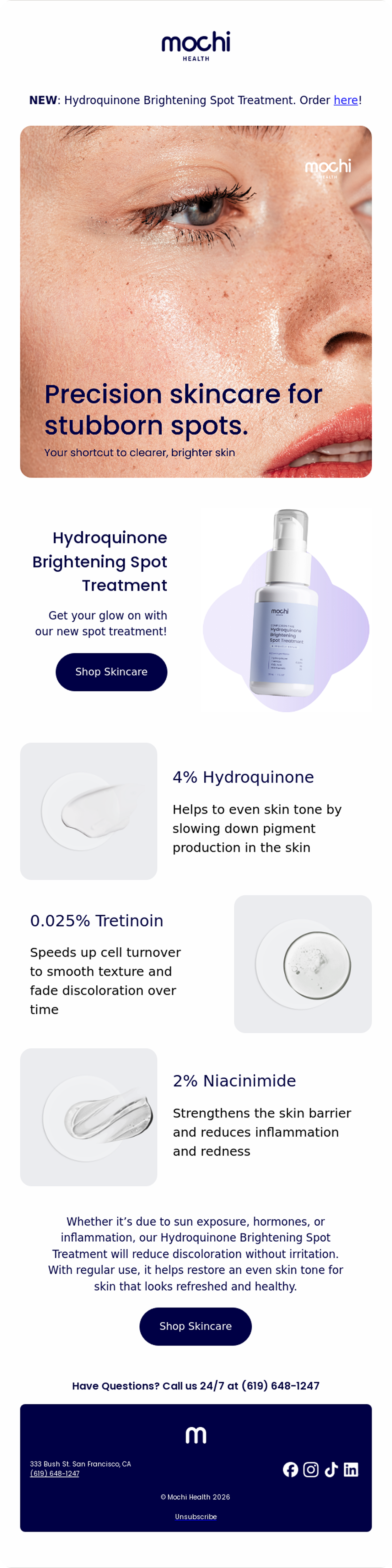 Skincare email campaign